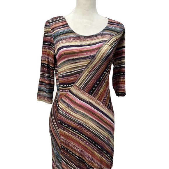 Peruvian Connection Dresses & Skirts - Peruvian Connection Womens Sz S Faux Wrap Multicolor Jersey Stretch Maxi Dress